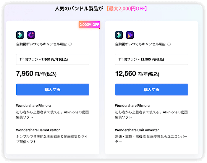 Wondershare Filmora 12バンドルキャンペーン